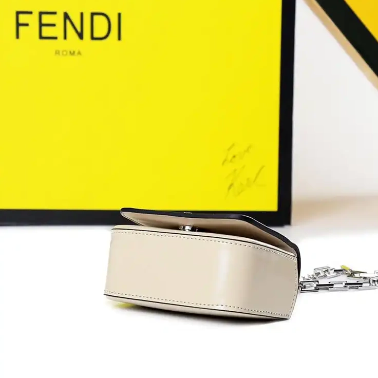 Cheap HOT F Fendi Bag Leather In Calf Beige Nano 0514